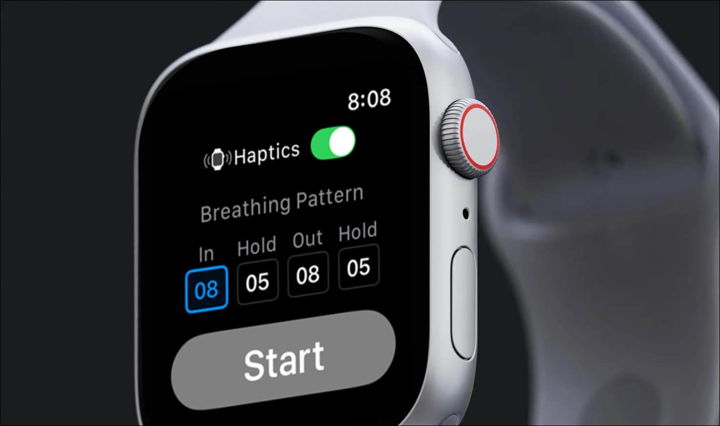 Apple Watch with the BreathAnchor app open to start a breathing session