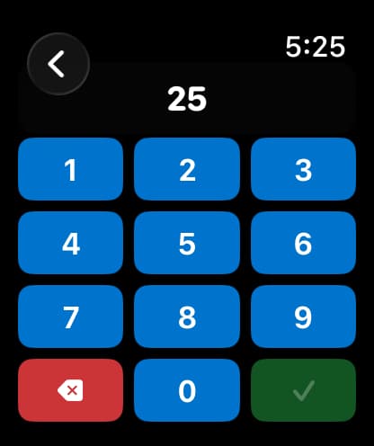 Apple Watch number pad entry